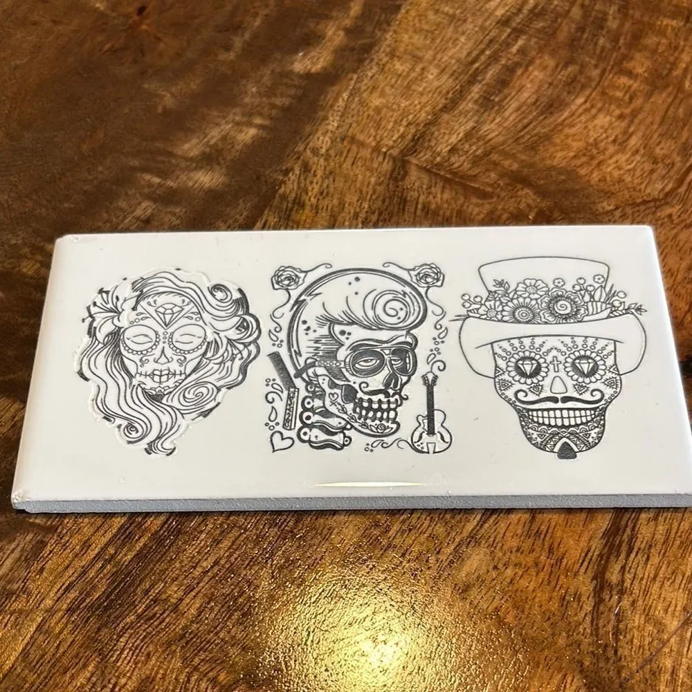 Engraved porcelain tile for insert or crafting